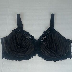 Whimsy Black Lace Underwire Bra Women's 46DD